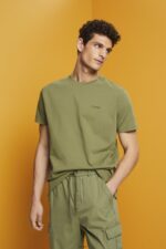 Men Esprit Olive Logo T-shirt, 100% cotton T-Shirts XF4444669