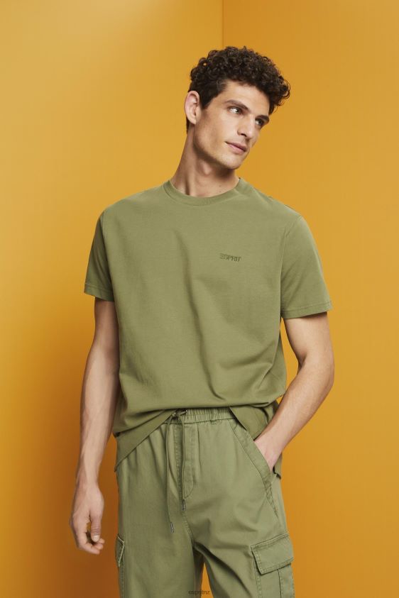 Men Esprit Olive Logo T-shirt, 100% cotton T-Shirts XF4444669 - Image 1