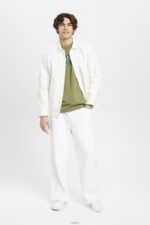 Men Esprit Olive Retro logo print cotton t-shirt T-Shirts XF4444631 - Image 2
