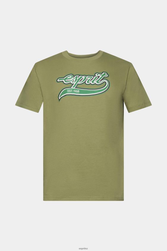 Men Esprit Olive Retro logo print cotton t-shirt T-Shirts XF4444631 - Image 5