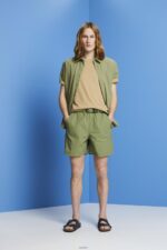 Men Esprit Olive Shorts with integrated belt Shorts XF4444672 - Image 2