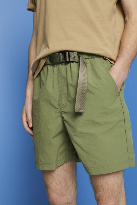 Men Esprit Olive Shorts with integrated belt Shorts XF4444672 - Image 3