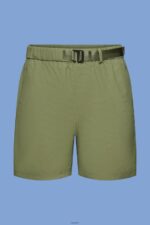 Men Esprit Olive Shorts with integrated belt Shorts XF4444672 - Image 5