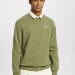 Men Esprit Olive Sweatshirt with logo print on the back Sweatshirts & Hoodies XF4444646