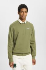 Men Esprit Olive Sweatshirt with logo print on the back Sweatshirts & Hoodies XF4444646