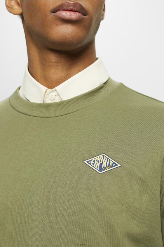Men Esprit Olive Sweatshirt with logo print on the back Sweatshirts & Hoodies XF4444646 - Image 3