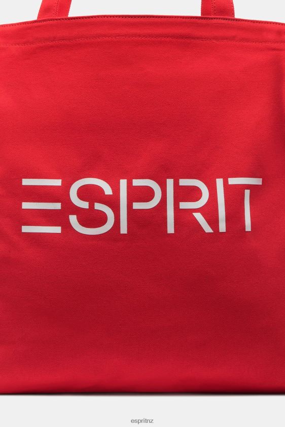 Men Esprit Orange Red Logo Canvas Tote Bag Accessories XF444437 - Image 3