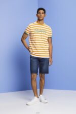 Men Esprit Orange Sustainable cotton striped T-shirt T-Shirts XF4444745 - Image 2