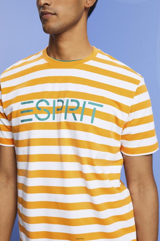 Men Esprit Orange Sustainable cotton striped T-shirt T-Shirts XF4444745 - Image 3