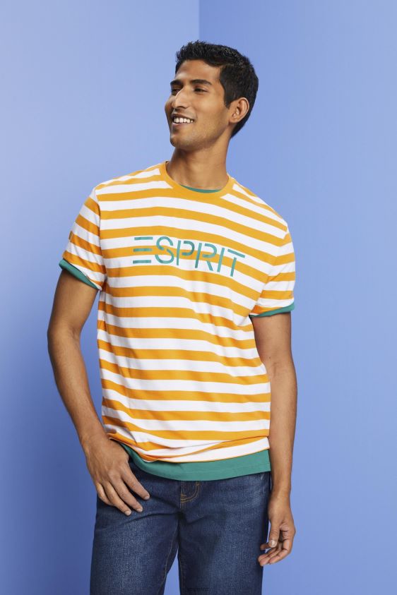 Men Esprit Orange Sustainable cotton striped T-shirt T-Shirts XF4444745 - Image 1