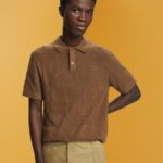 Men Esprit Pale Khaki Boucle polo shirt Polos XF4444702