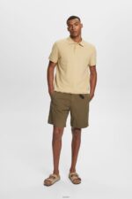 Men Esprit Pale Khaki Cotton Mesh Polo Shirt Polos XF4444568 - Image 2