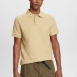 Men Esprit Pale Khaki Cotton Mesh Polo Shirt Polos XF4444568