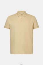 Men Esprit Pale Khaki Cotton Mesh Polo Shirt Polos XF4444568 - Image 5