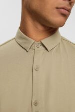 Men Esprit Pale Khaki Jersey shirt Shirts XF4444888 - Image 3