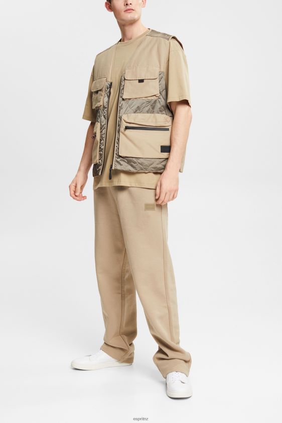 Men Esprit Pale Khaki Made of recycled material: tracksuit bottoms with a wide leg Trousers & Pants XF4444941 - Image 2