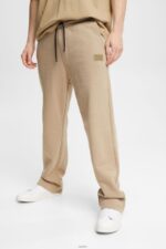 Men Esprit Pale Khaki Made of recycled material: tracksuit bottoms with a wide leg Trousers & Pants XF4444941