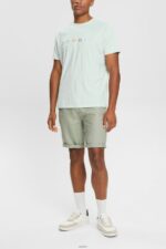 Men Esprit Pastel Blue Jersey T-shirt with an embroidered logo T-Shirts XF4444919 - Image 2