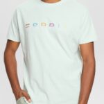 Men Esprit Pastel Blue Jersey T-shirt with an embroidered logo T-Shirts XF4444919