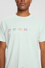 Men Esprit Pastel Blue Jersey T-shirt with an embroidered logo T-Shirts XF4444919 - Image 3