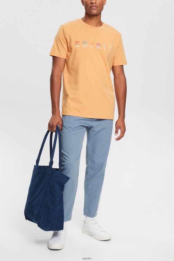 Men Esprit Peach Jersey T-shirt with an embroidered logo T-Shirts XF4444918 - Image 2