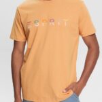 Men Esprit Peach Jersey T-shirt with an embroidered logo T-Shirts XF4444918