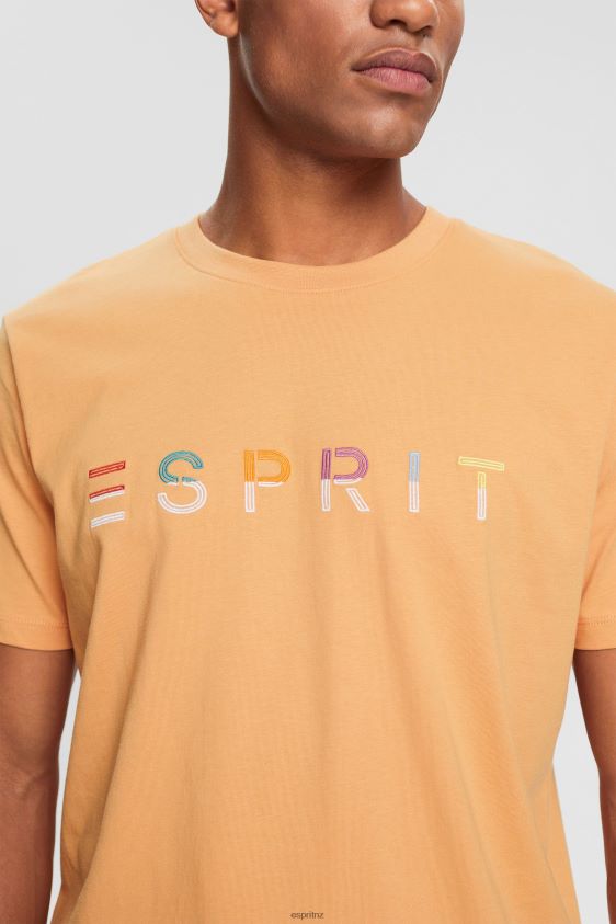 Men Esprit Peach Jersey T-shirt with an embroidered logo T-Shirts XF4444918 - Image 3