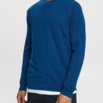 Men Esprit Petrol Blue Knitted wool sweater Sweaters XF4444905