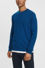 Men Esprit Petrol Blue Knitted wool sweater Sweaters XF4444905