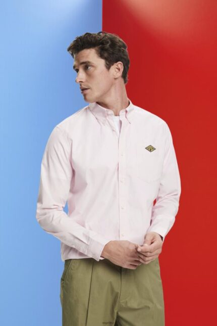 Men Esprit Pink Button-down cotton shirt Shirts XF4444662