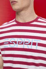 Men Esprit Pink Sustainable cotton striped T-shirt T-Shirts XF4444744 - Image 3