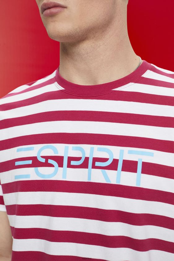 Men Esprit Pink Sustainable cotton striped T-shirt T-Shirts XF4444744 - Image 3