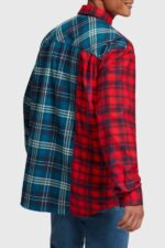 Men Esprit Red Mixed check patchwork flannel shirt Shirts XF4444790 - Image 3