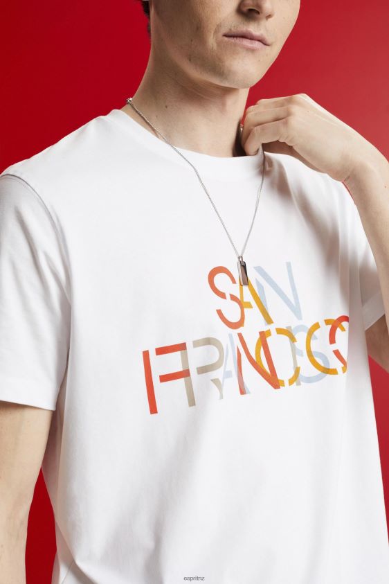 Men Esprit San Francisco White T-shirt with front print, 100% cotton T-Shirts XF4444739 - Image 3