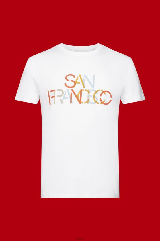 Men Esprit San Francisco White T-shirt with front print, 100% cotton T-Shirts XF4444739 - Image 5