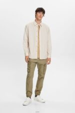Men Esprit Sand Cotton Poplin Shirt Shirts XF4444574 - Image 2