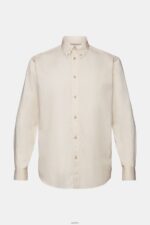Men Esprit Sand Cotton Poplin Shirt Shirts XF4444574 - Image 5