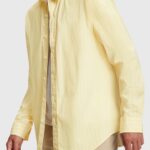 Men Esprit Sunflower Yellow Relaxed fit striped poplin shirt Shirts XF4444798