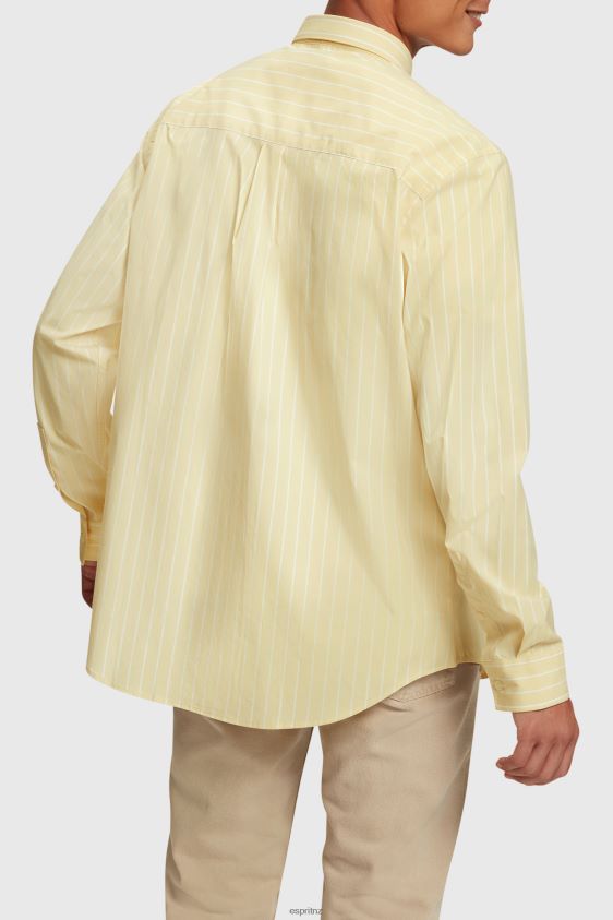 Men Esprit Sunflower Yellow Relaxed fit striped poplin shirt Shirts XF4444798 - Image 3