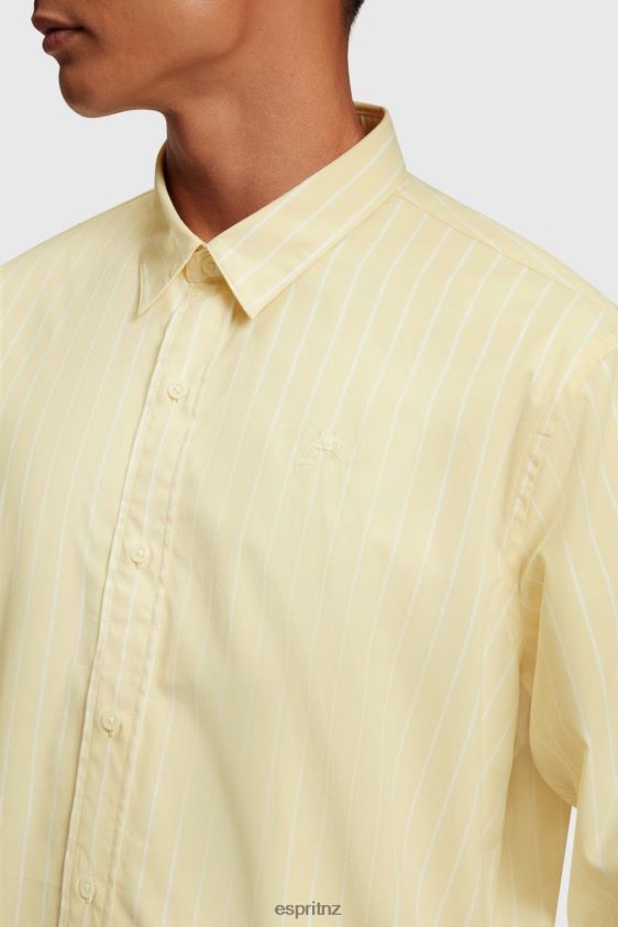 Men Esprit Sunflower Yellow Relaxed fit striped poplin shirt Shirts XF4444798 - Image 4