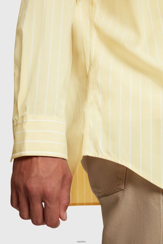 Men Esprit Sunflower Yellow Relaxed fit striped poplin shirt Shirts XF4444798 - Image 5