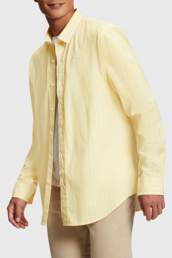 Men Esprit Sunflower Yellow Relaxed fit striped poplin shirt Shirts XF4444798 - Image 1