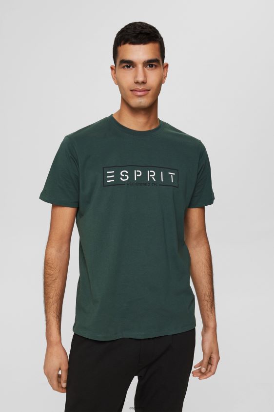 Men Esprit Teal Blue Jersey logo T-shirt, 100% cotton T-Shirts XF4444734 - Image 1