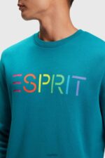 Men Esprit Teal Blue Logo print sweatshirt Sweatshirts & Hoodies XF4444870 - Image 2