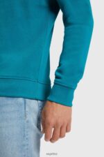 Men Esprit Teal Blue Logo print sweatshirt Sweatshirts & Hoodies XF4444870 - Image 3