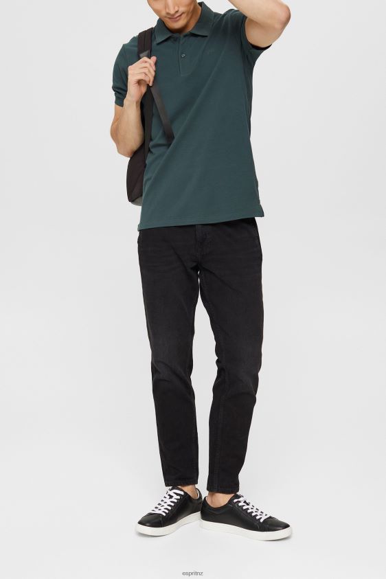 Men Esprit Teal Blue Pima cotton pique polo shirt Polos XF4444927 - Image 2