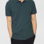 Men Esprit Teal Blue Pima cotton pique polo shirt Polos XF4444927