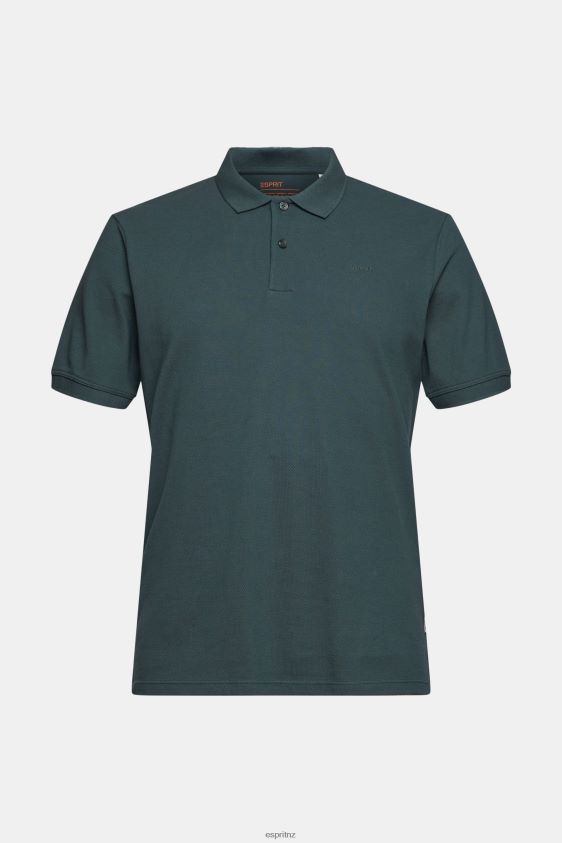 Men Esprit Teal Blue Pima cotton pique polo shirt Polos XF4444927 - Image 5