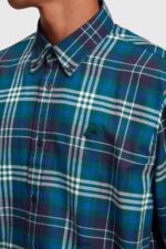 Men Esprit Teal Blue Plaid flannel shirt Shirts XF4444794 - Image 4