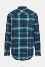 Men Esprit Teal Blue Plaid flannel shirt Shirts XF4444794 - Image 7